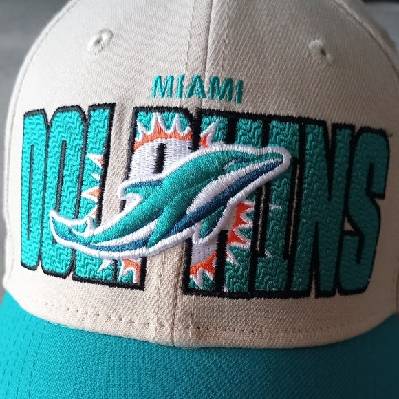 NWOT New Era Stone/Aqua Miami Dolphins 2022 NFL Draft 39THIRTY Flex Hat