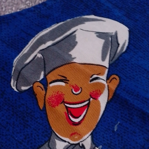 Vintage Novelty Print Blue Chef Apron "HIER KOCHT DER CHEF"