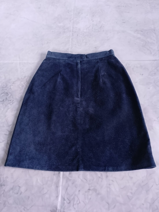 Vintage 90s SUEDE Classic Navy Mini Women's Skirt OPERA