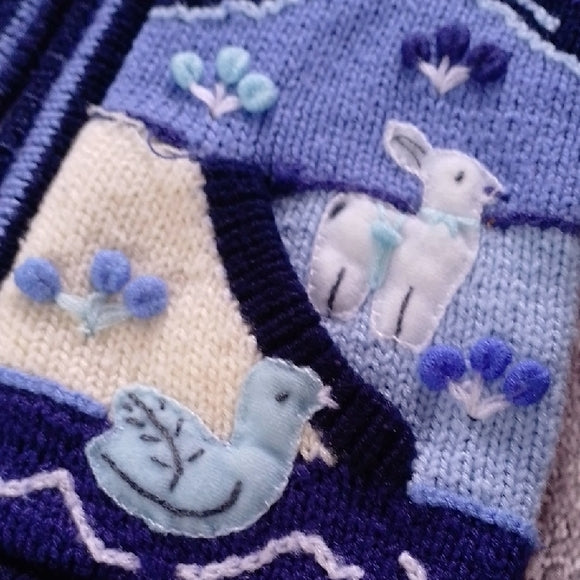 VINTAGE 90s ALPACA WOOL ASIRI'S TREASURES Hooded Sweater with Fun Patterns