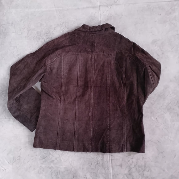 Suzy Shier Suede Zip Front Women's Jacket - Brown