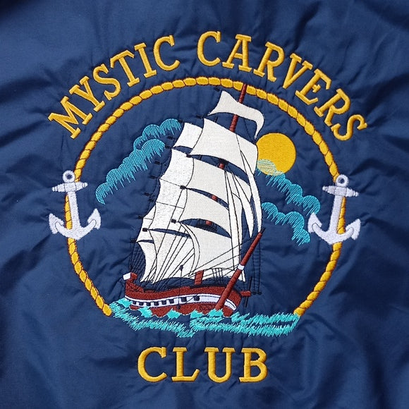 Vintage 90s Mystic Carvers Club Sailing Ship Keith Zip-Up Jacket Embroidered