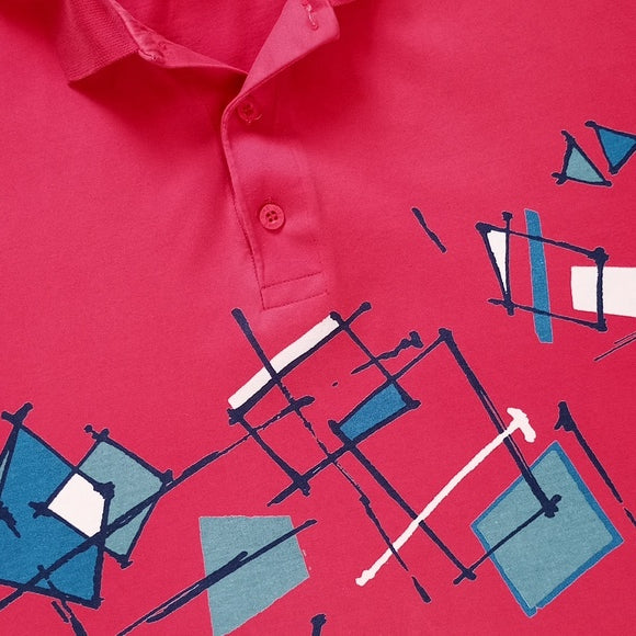 Vintage 90s Nike Abstract tennis Polo Golf Shirt With Funky Design Red