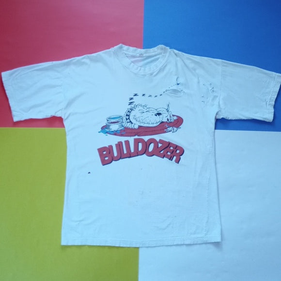Vintage 90s Distressed BULLDOZER Sleeping Dog Graphic Tee The Original Bullies