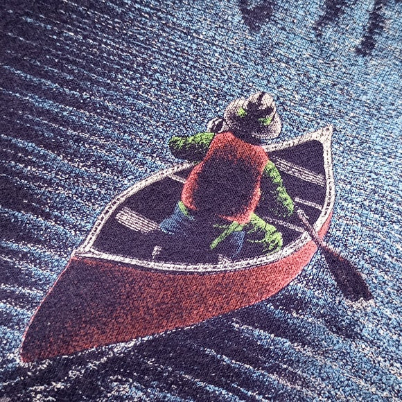 Vintage 90s Canoeing At Night with Moon In Woods Bara-Qu-Da Sweater Unisex