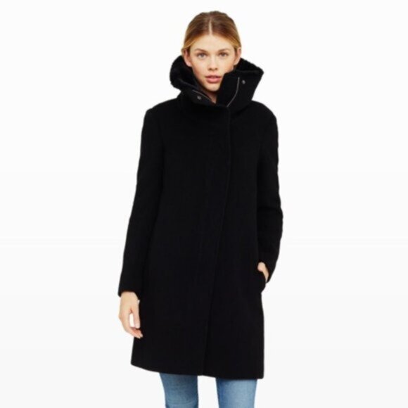 Club Monaco Wool Winter Jacket Rocio Faux Fur