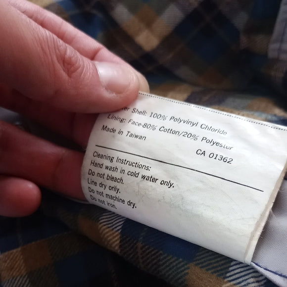 Vintage THERMAL-SLICKS by MTC Plaid Lined Raincoat
