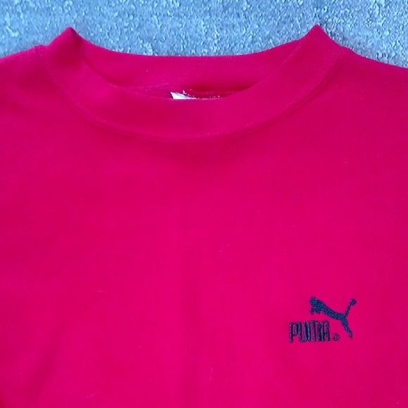 Vintage 90s Puma Men's Vibrant Red Crewneck Sweater
