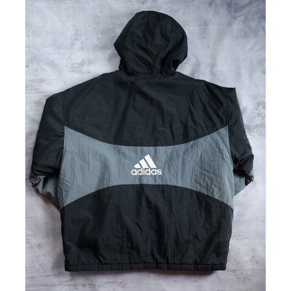 Vintage 90s Adidas Black Stripes Black/Grey Essential Winter Jacket