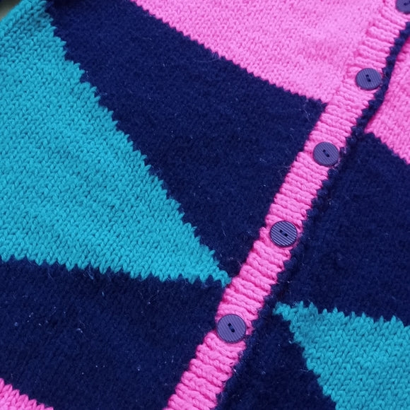 Vintage RARE Handmade Heavy-Wool Geometric Sweater