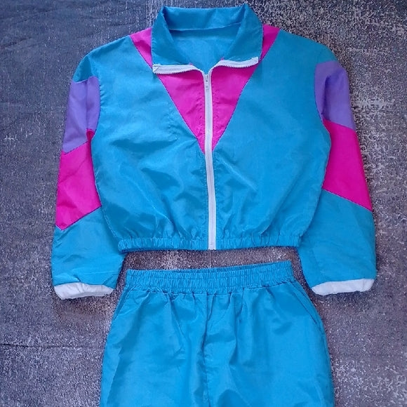 Womens Colorful Windbreaker Set Pink/Blue/Purple