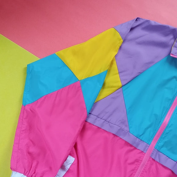 Vintage 90s Funky Aunt Aiv Colour Block Windbreaker Jacket UNISEX