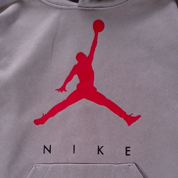 JORDAN Nike Gray Hoodie with Red Logo