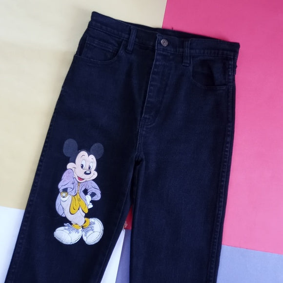 Vintage Mickey Mouse Black Denim Jeans UNISEX