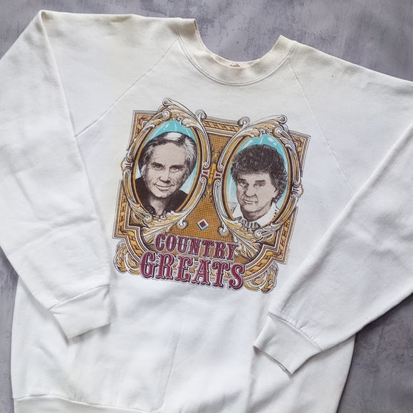 Vintage 80s Country Greats George Jones and Conway Twitty Crewneck Sweater