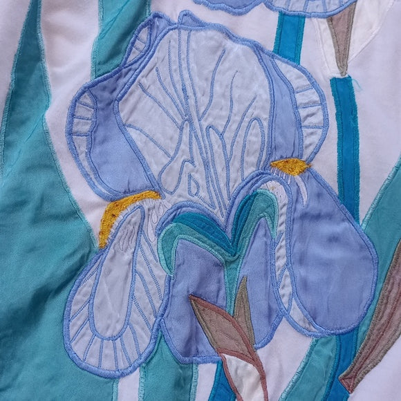 VINTAGE 90s Big Flower Long Sleeve Shirt Women