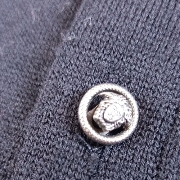 Vintage 1990s Versace Jeans Couture Black WOOL Button-Up Sweater