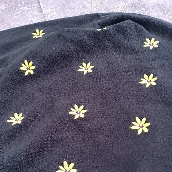 Tommy Hilfiger Black Sweater with Yellow Floral Design