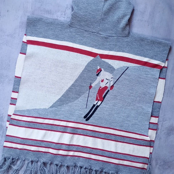 Vintage Skiing Man on Mountain Sweater With Hood UNISEX