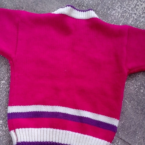 VINTAGE Pink Floral Knit Cardigan