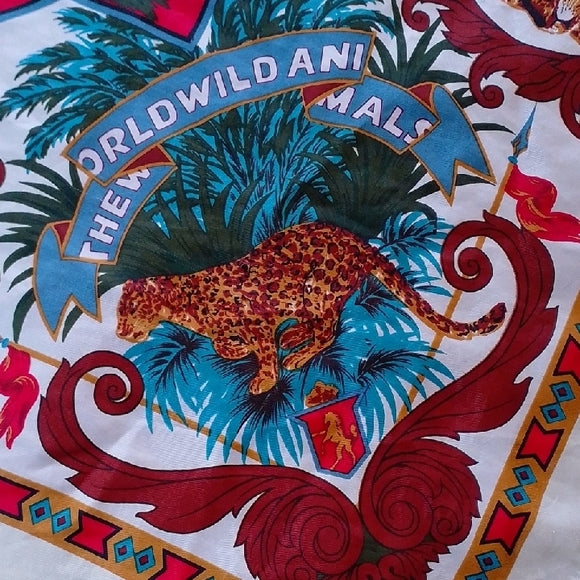 HERMES PARIS Wild Animal African Print Silk Scarf