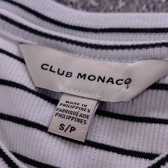 CLUB MONACO Striped White and Black T-Shirt