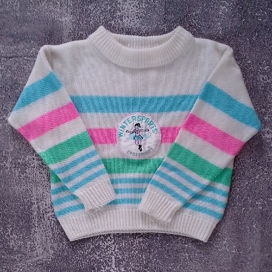 VINTAGE 90s Wintesport Skater Crossroads Colorful Striped Sweater