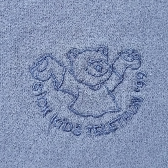 Vintage 1999 SICK KIDS TELETHON Embroidered Bear Quarter zip Sweater UNISEX