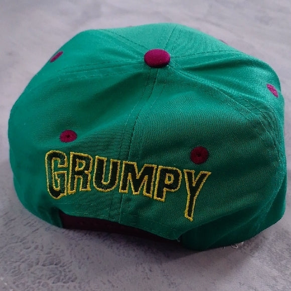 Vintage 90s Snow White and the Seven Dwarfs GRUMPY Embroidered Snapback Hat