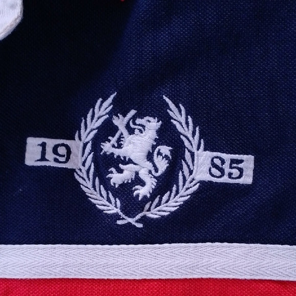 Tommy Hilfiger Navy and Red Rugby Shirt CUSOTM FIT