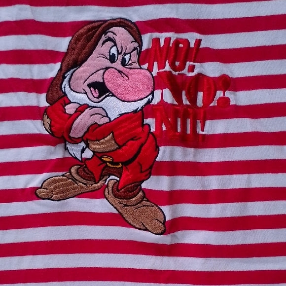 Vintage Walt Disney Store Grumpy Red and White Striped Embroidered Shirt XL