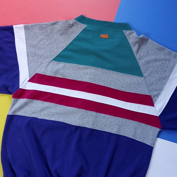 Vintage 90s Dad Retro Colour Block Crewneck Sweater