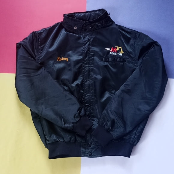 Vintage 1990s Triple M Demolition Embroidered Zip-Up Jacket