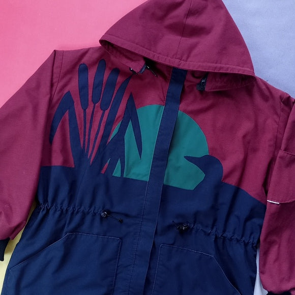 Vintage 1995 Moon Sunset With Cattails Silhouette Carolynn Dey Designs Jacket