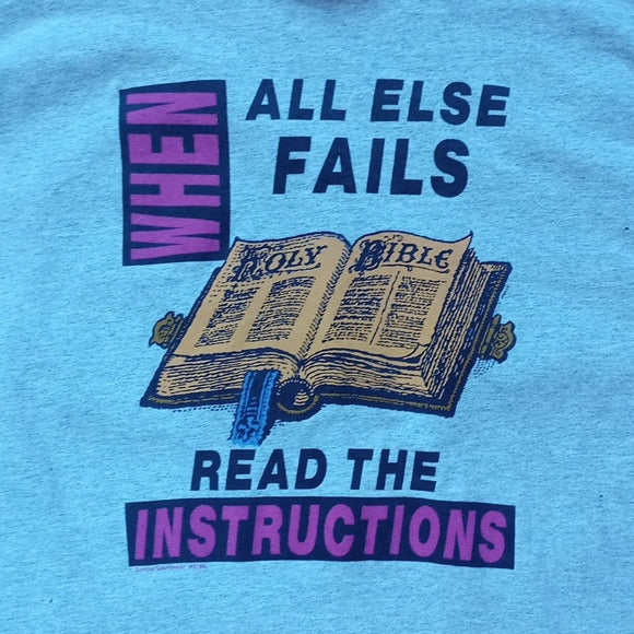 Vintage 90s When All Else Fails Read The Instructions Graphic Single Stitch Tee