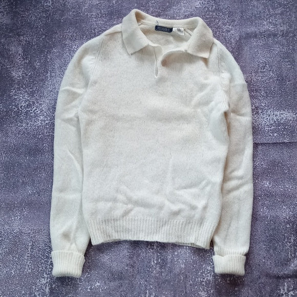 Vintage 90s FUSILLER WOol Quarter Button-Up Sweater