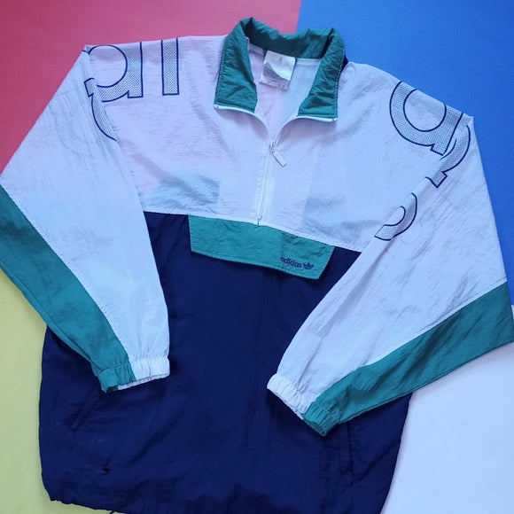 Vintage 1980s ADIDAS Pullover Windbreaker Jacket