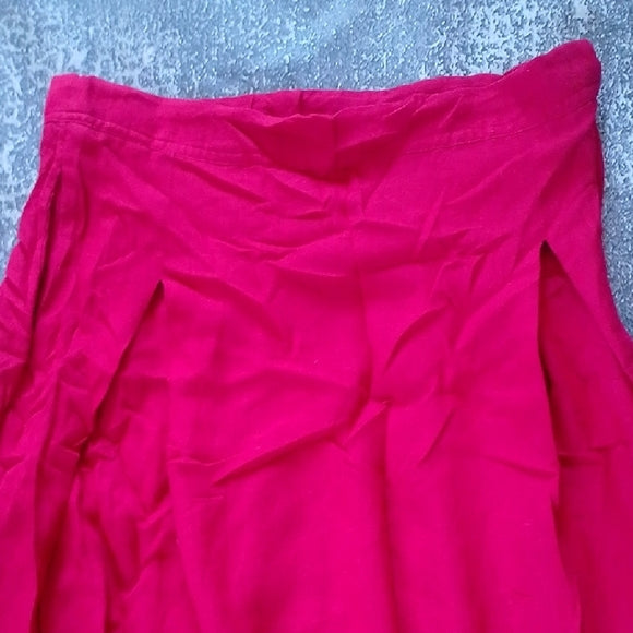 Vintage Handmade Vibrant Red Strapless Dress with Floral Accent