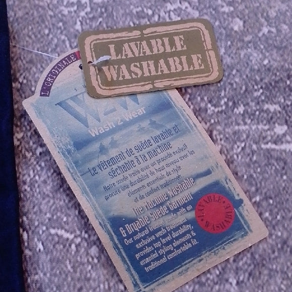 SKOTTS SUEDE WASH & WEAR LEATHER BLUE ZIPPER VEST