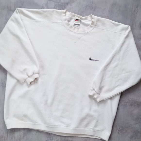 Vintage 90s White Nike Essential Crewneck Sweater
