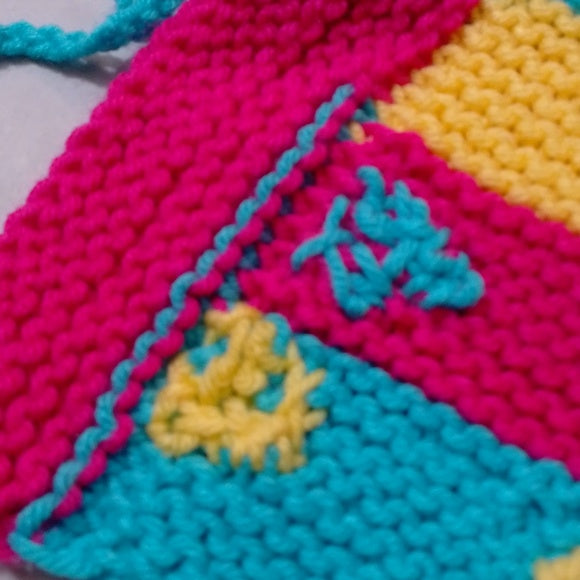 NWOT Vintage Hand-Knitted Made-in-Canada Colourful Baby Welcoming Mini Blanket