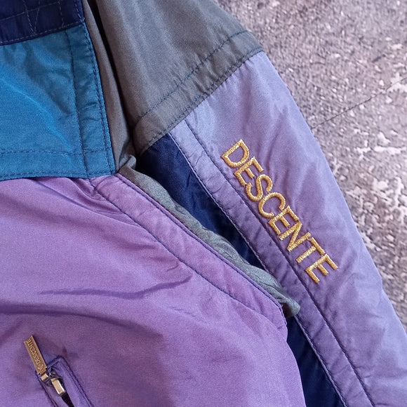 Vintage 90s Descente Funky Colour Block Winter Jacket Two-Tone Purple Blue