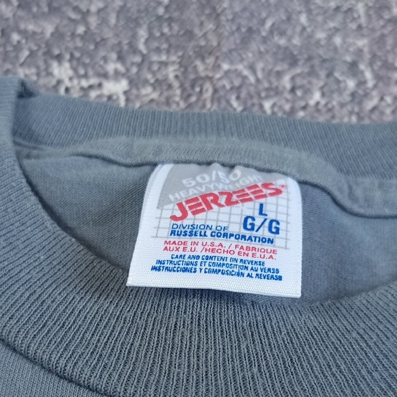 Vintage 90s BLANK Jerzees Made in USA T-Shirt Grey Size L
