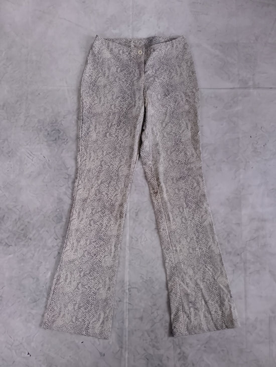 Vintage 90s Printed Flare Pants - Neutral Faux Snake Print CHADO SPICE GIRLS