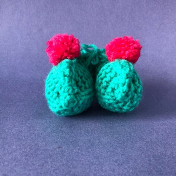 NWT Vintage Handmade Knitted Teal Pink Children’s Slipper Booties