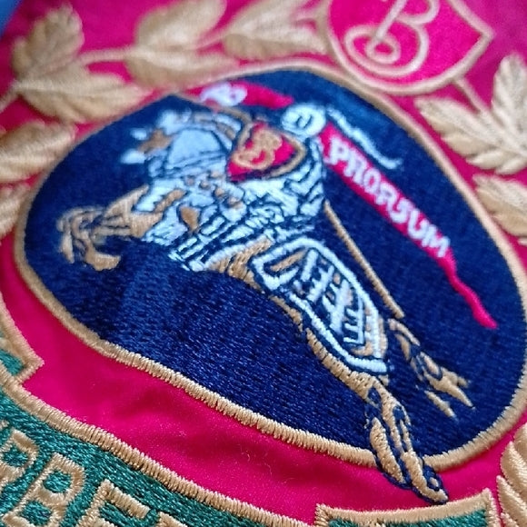 Vintage BURBERRY'S Navy Blue Jacket with Red Lining Embroidered UNISEX MAC COAT