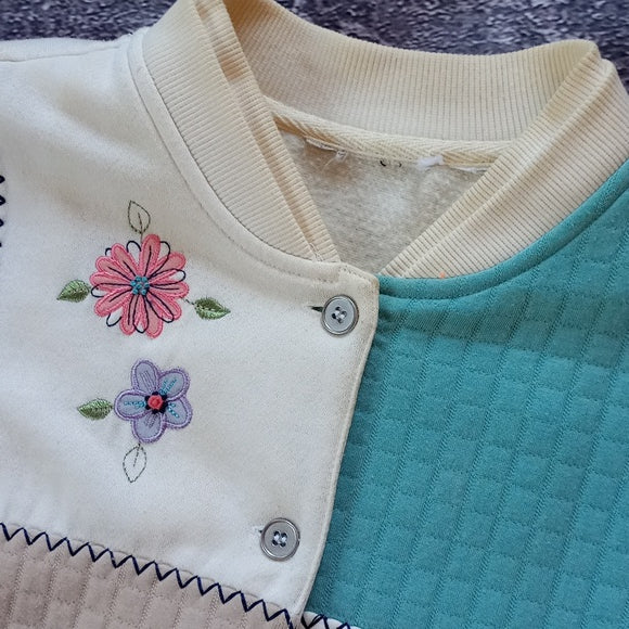 Vintage 90s Floral & Colour Clock Cardigan Sweater