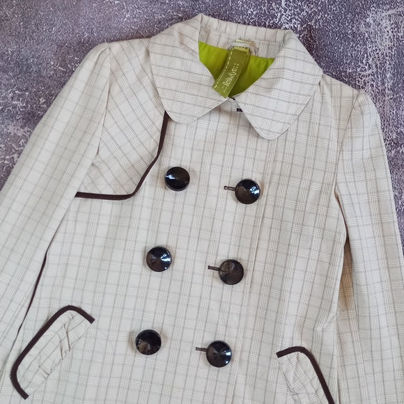 Soia & Kyo Plaid Big Button Jacket Pea Coat