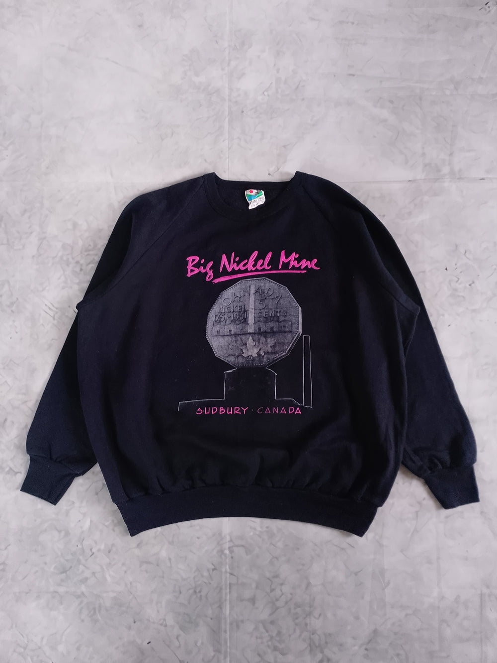 Vintage 90s Big Nickel Mine Sudbury Canada Black Crewneck Sweatshirt