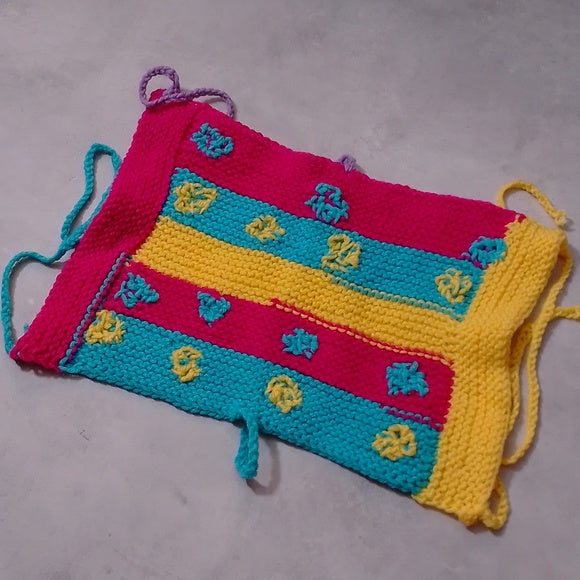 NWOT Vintage Hand-Knitted Made-in-Canada Colourful Baby Welcoming Mini Blanket